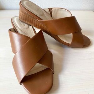 Cole Haan Cognac Wedge Sandals - Like New!